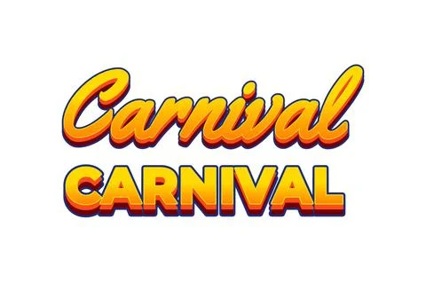 Carnival text effect in 3D look. Yellow color Stock Illustration