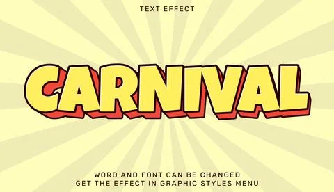 Carnival text effect template in 3d design Stock Illustration