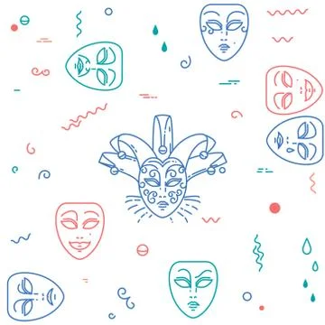 Carnival, theater masks pattern Stock Illustration