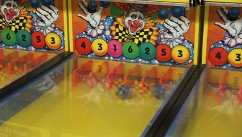 Carnival theme park games balls In slots Stock Footage 7733371