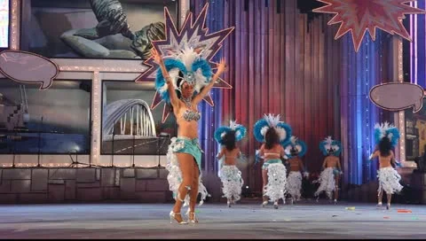 Carnival time! Happy people dance with costumes all day and night Stock Footage