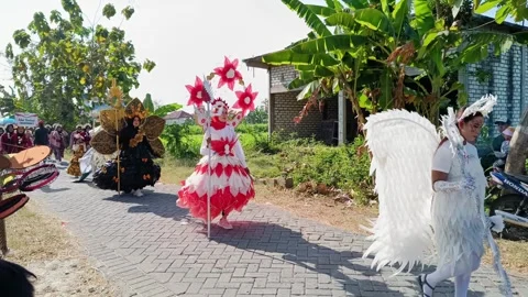 Carnival with unique dress theme Stock Footage 283596738