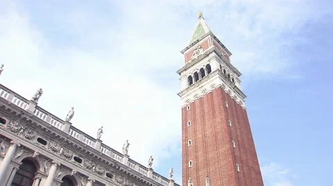 Carnival in Venice, pan down to St. Mark's Square Stock Footage 61321539