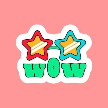 Carnival Wow Party Glasses Shape Star Y2K Sticker Stock Illustration