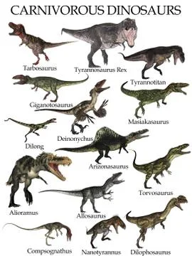 Carnivorous dinosaurs set - 3D render Illustrazione stock