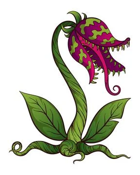 Carnivorous plant. Cartoon flytrap or flower predator. Angry flower with teeth Stock Illustration