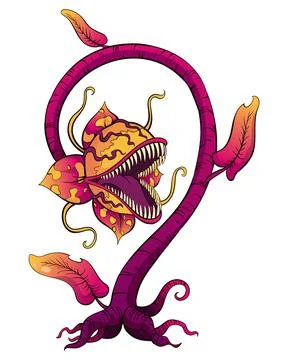 Carnivorous plant. Cartoon flytrap or flower predator. Angry flower with teeth Stock Illustration