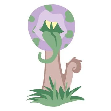 Carnivorous plant. Cartoon flytrap or flower predator. Vector illustration of Stock Illustration