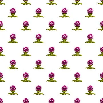 Carnivorous plant character repeating seamless pattern background Illustrazione stock