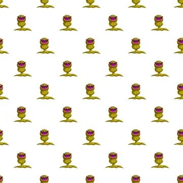 Carnivorous plant monster seamless pattern with sharp teeth Stock Illustration