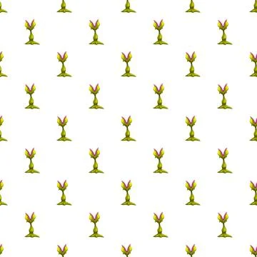 Carnivorous plant pattern with flytrap motif seamless background Illustrazione stock