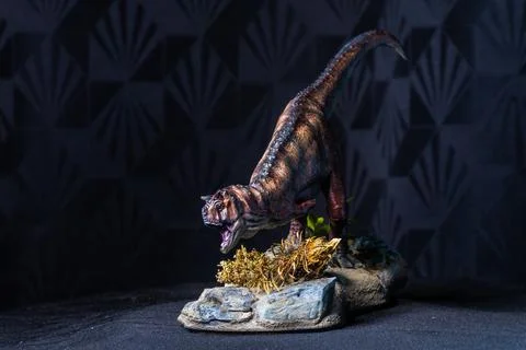 Carnotaurus Dinosaur in the dark Foto stock