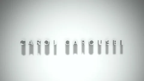 CAROL CAROUSEL 3D title animation with shadows on a white background Stock Footage 296755422