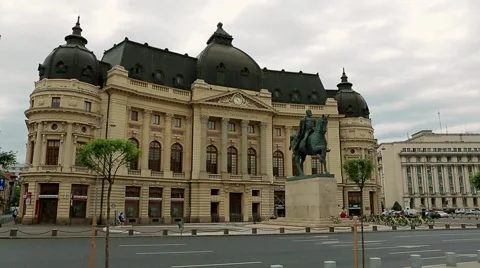 Carol statue cloudy day view Stock Footage 50053418