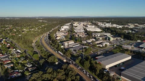 Carole Park and Wacol, Brisbane, Queensland, Australia: 4K Aerial Footage of Stock Footage 311837726