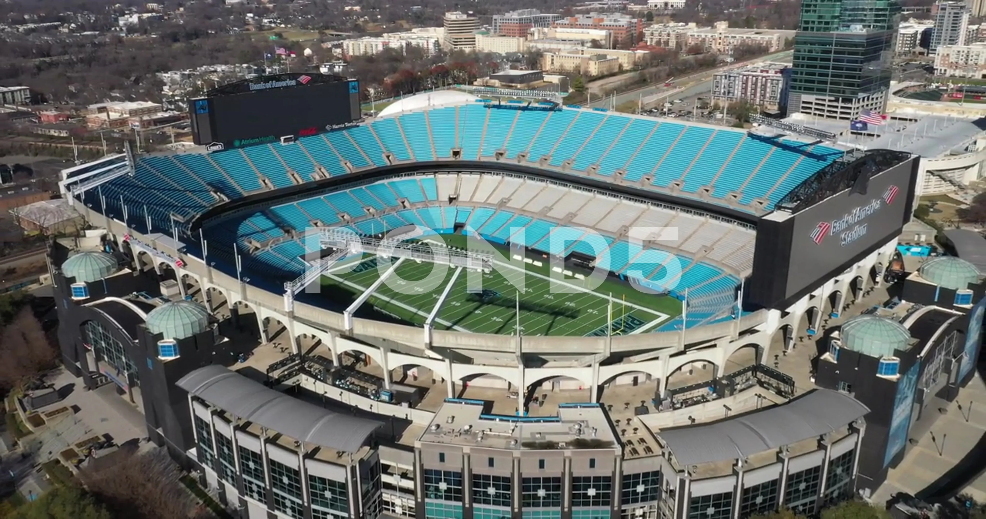 Aerial view of Bank of America Stadium, home of the Carolina