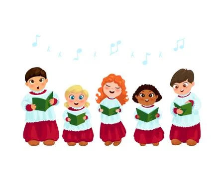 Caroling kids set Stock Illustration