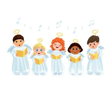 Caroling kids set Stock Illustration