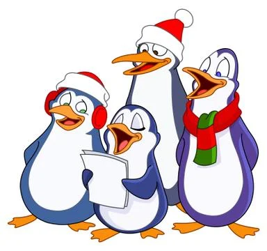 Caroling penguins Stock Illustration