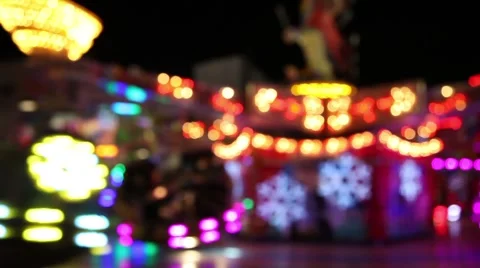 carousel on amusement park (bokeh) | Stock Video | Pond5