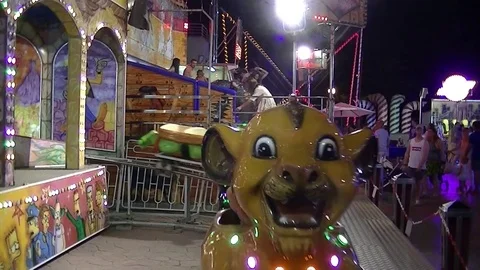 Carousel at the amusement park Stockbeeldmateriaal 79605754