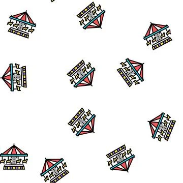 Carousel amusement park vector seamless pattern Stock Illustration