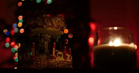 A carousel and a candle Stock Footage 83846580