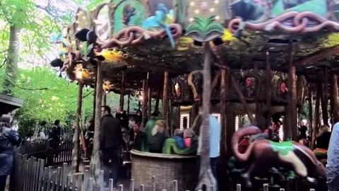 Carousel with animals sculptures Stock Footage 82490497