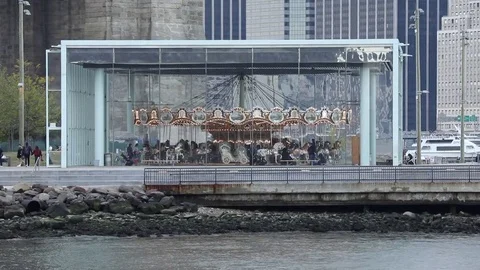 Carousel in  Brooklyn Bridge Park Stock Footage 69943747