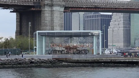 Carousel in Brooklyn Bridge Park Stock Footage 69944037