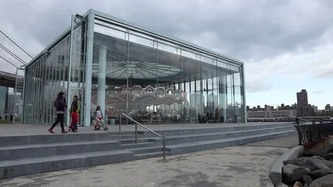 Carousel in  Brooklyn Bridge Park Stock Footage 69944372