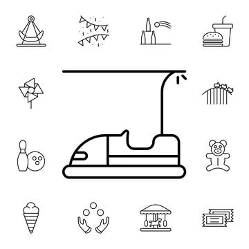 Carousel, car flat vector icon in amusement pack Illustrazione stock