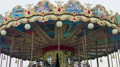 Carousel for Children. Carousel at an Amusement fair in France. Stock Footage 232673759