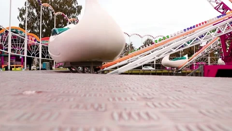 Carousel for children Swans in motion in the amusement park Stock Footage 197395512