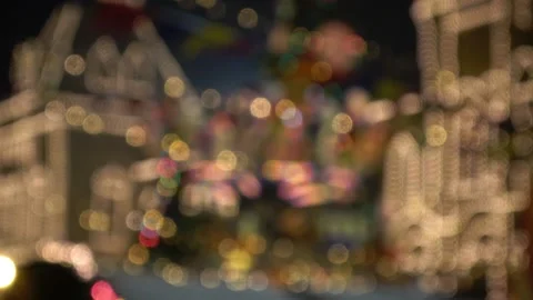 Carousel at the Christmas fair blured 库存影片 99395316