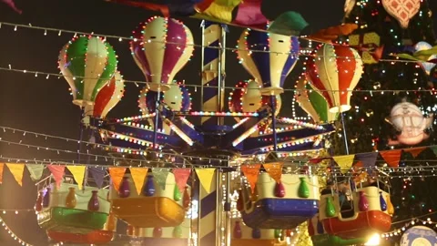Carousel at the Christmas fair Video stock 98432687