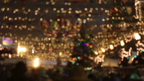 Carousel at the Christmas fair in Moscow city Stock Footage