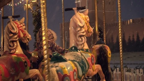 The carousel at the Christmas fair on Red Square in Moscow, Russia Video stock 120806496