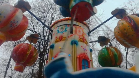 Carousel in the city garden Stock Footage 87653004
