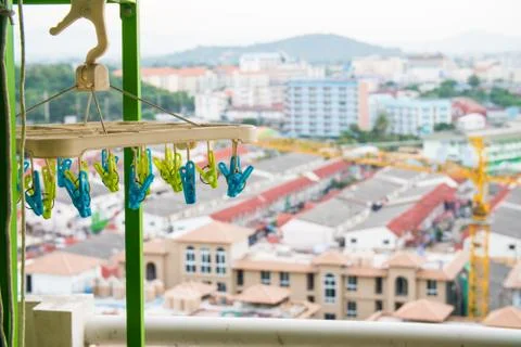 Carousel clothes dryer, plastic drying rack separated Stock Photos