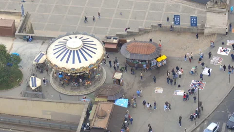 Carousel of the Eiffel Tower and traffic on the Quay Branly in Paris, France Stock Footage 200155398