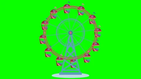 Carousel empty of people turning to the right and at high speed, with blue, red Stock Footage 285951524