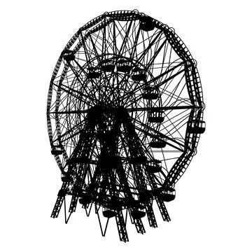 Carousel Ferris Wheel Silhouette Vector. Stock Illustration