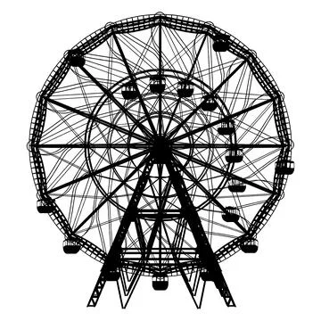 Carousel Ferris Wheel Silhouette Vector. Stock Illustration