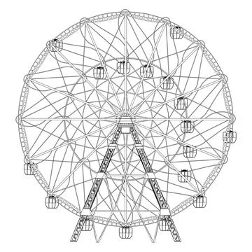 Carousel Ferris Wheel Silhouette Vector. Stock Illustration