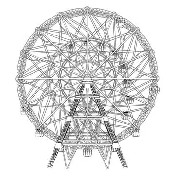 Carousel Ferris Wheel Silhouette Vector. Illustrazione stock