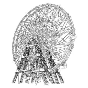 Carousel Ferris Wheel Silhouette Vector. Illustrazione stock