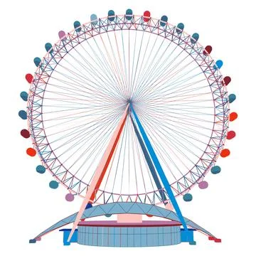 Carousel Ferris Wheel Vector 스톡 일러스트