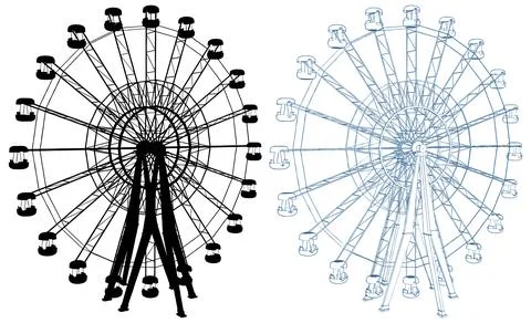 Carousel Ferris Wheel Vector Stock Illustration