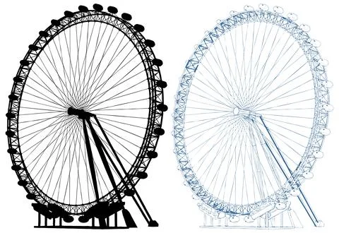 Carousel Ferris Wheel Vector Stock Illustration